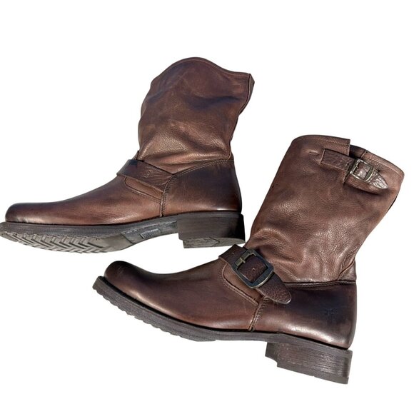 New FRYE Veronica Slouch Short Boots 10 Brown Leather HTF Vintage $428 - Picture 12 of 16